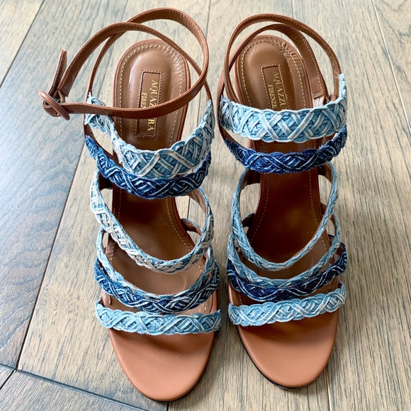 Aquazzura Braided Denim Tyra Heels - Picture 5 of 9